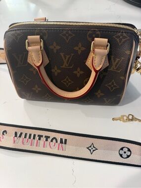 Louis Vuitton Brown Monogram Crossbody with Pink-Trim Strap
